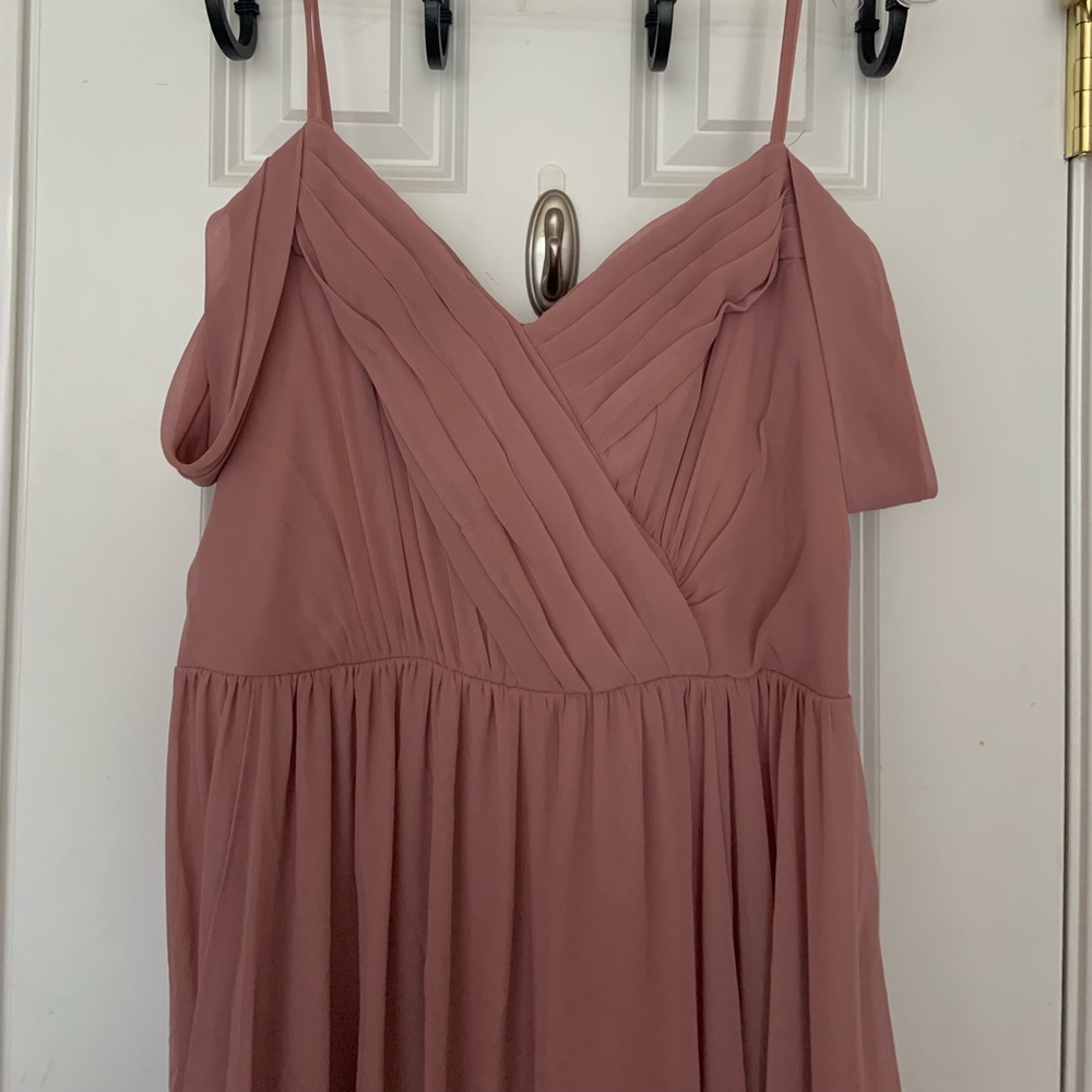 Azazie dusty rose bridesmaid dress.